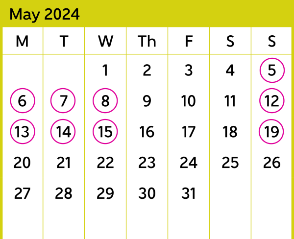Kapiti Bus Replacement Calendar May