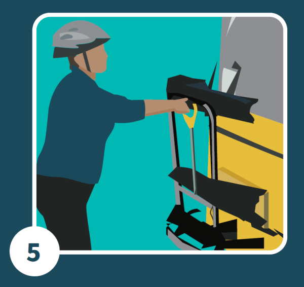 Diagram of a person returning the bike rack to its closed position