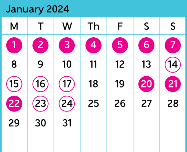 Bus replacement calendar for Johnsonville line
