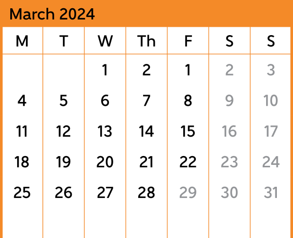 Melling Bus Replacement Calendar March