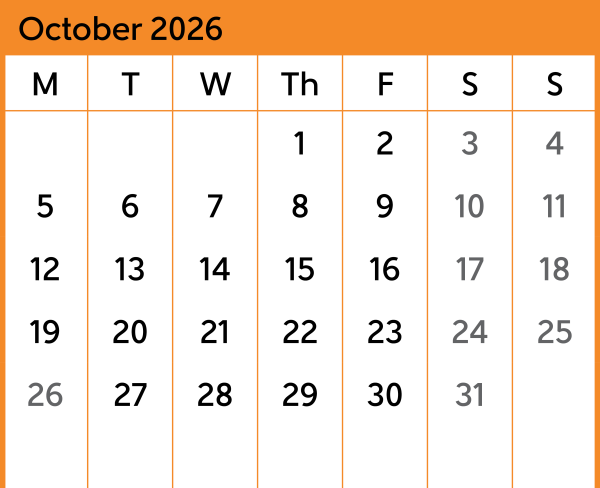 MEL Calendar October