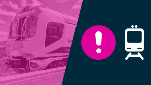 pink alert icon and train icon