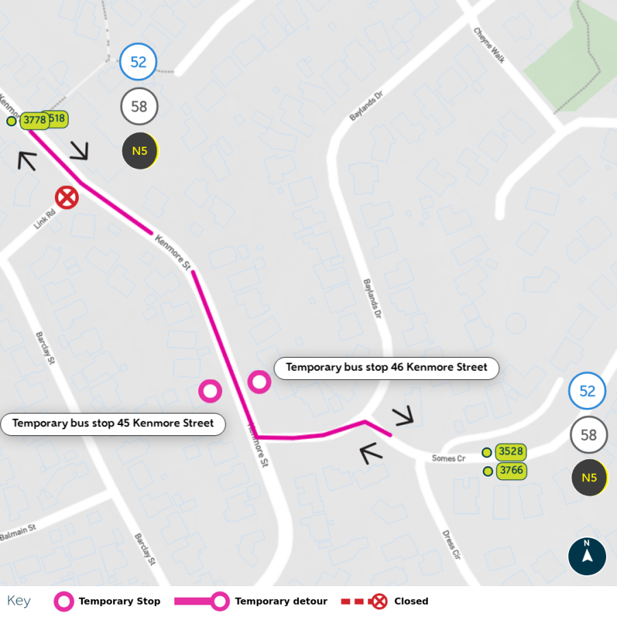 Link Rd open and temporary bus stops and detour