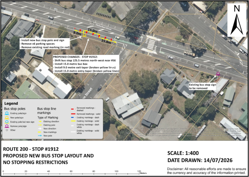site plan showing the proposed changes to stop 1912