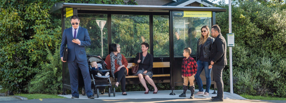 Metlink passengers at bus stop for cover consultation response