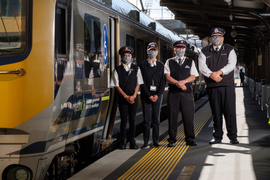 Photo of on-duty Māori Wardens Lee Tanirau, Suzanne Minhinnick, Sylvester Prouse and Gabriel Tupou 