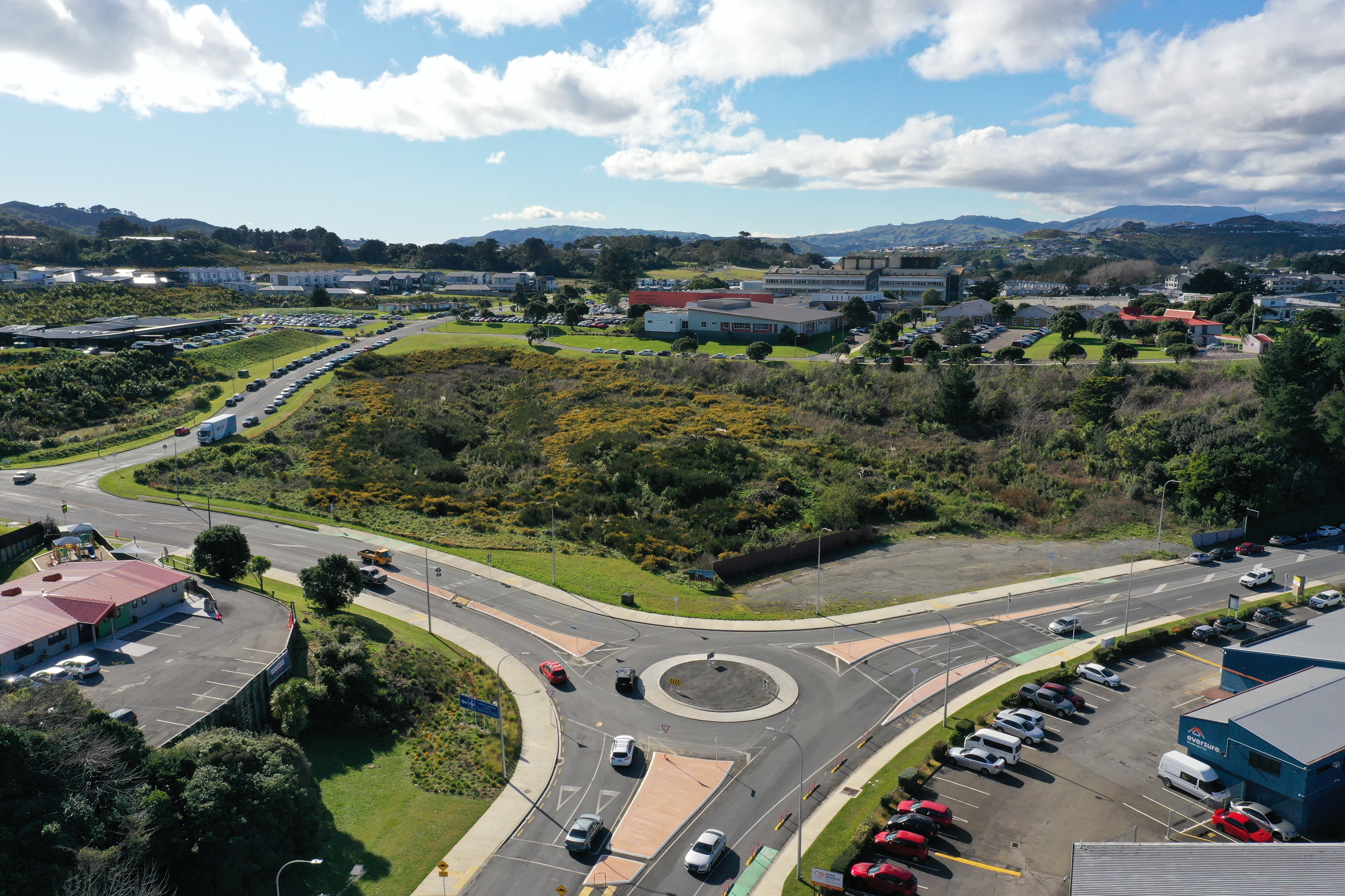 An aerial view of the site