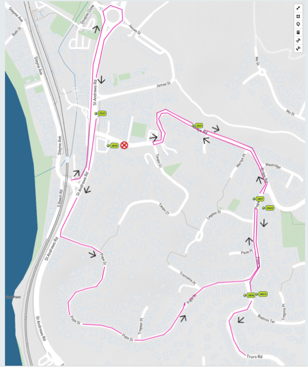 image shows detour and closed stop