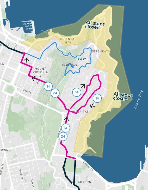 image shows detours