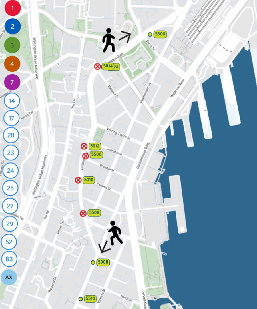image shows closed bus stops